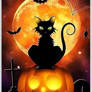 ♦️🎨♦️ NEW Diamond Painting Kits for Adults, Halloween Cat 5D Diamond Art